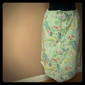 Floral Drawstring Asymmetrical Midi Skirt